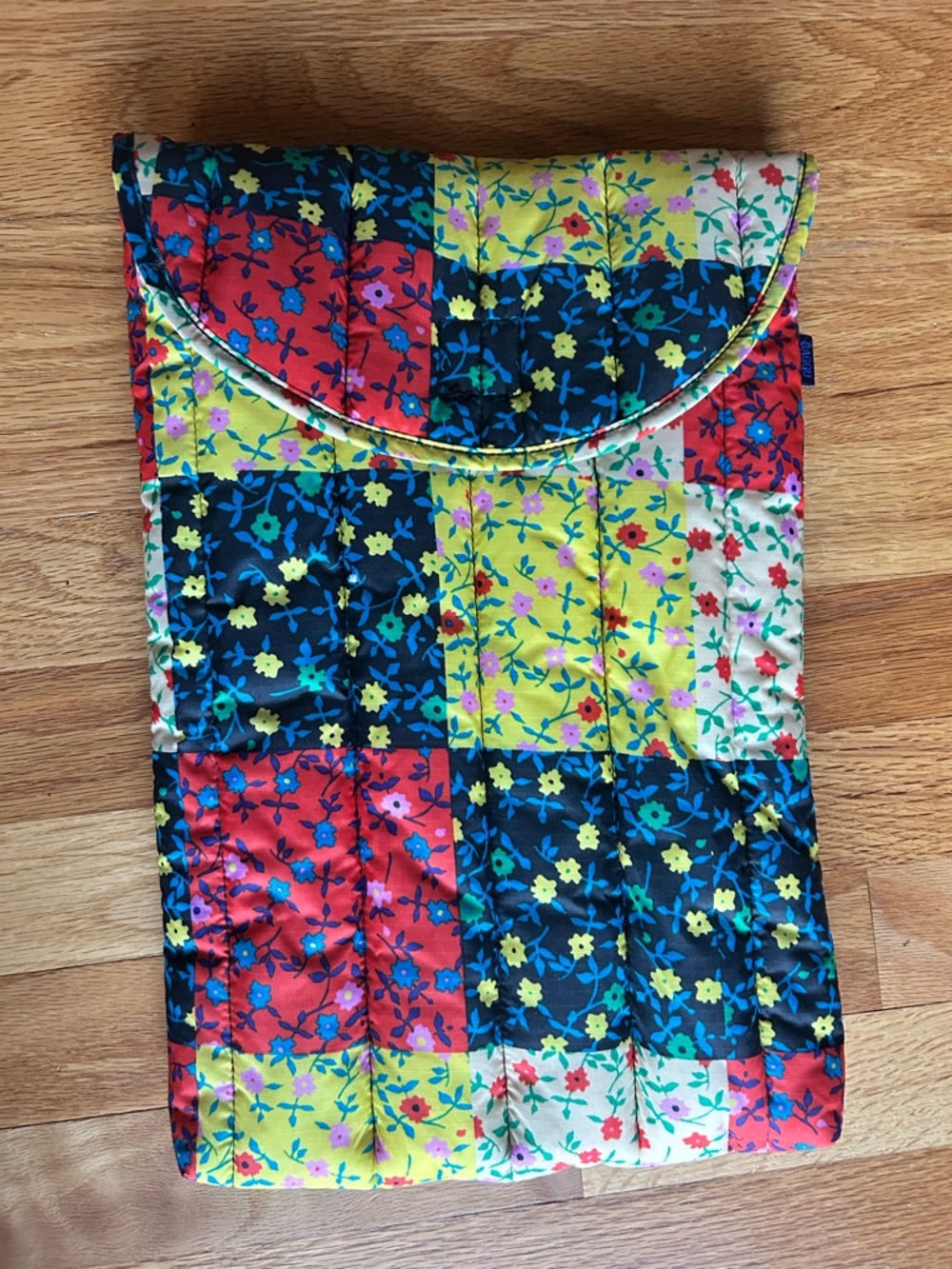 BAGGU Quilted Patchwork Floral Laptop Sleeve - Red, Yellow, Black, Cream